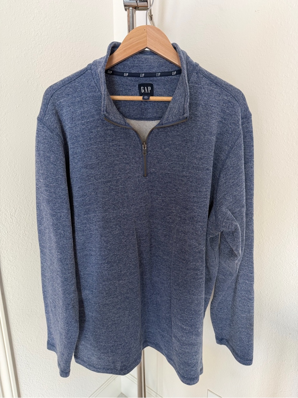 GAP Men's Heathered Navy Half-Zip Pullover